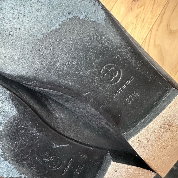 Authentic Chanel Ballet Flats Ballerina Size 37.5 BLACK/GOLD - Picture 12 of 12